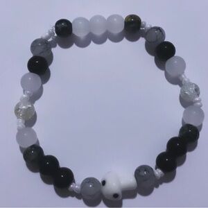 White and Black  Mushroom Bracelet